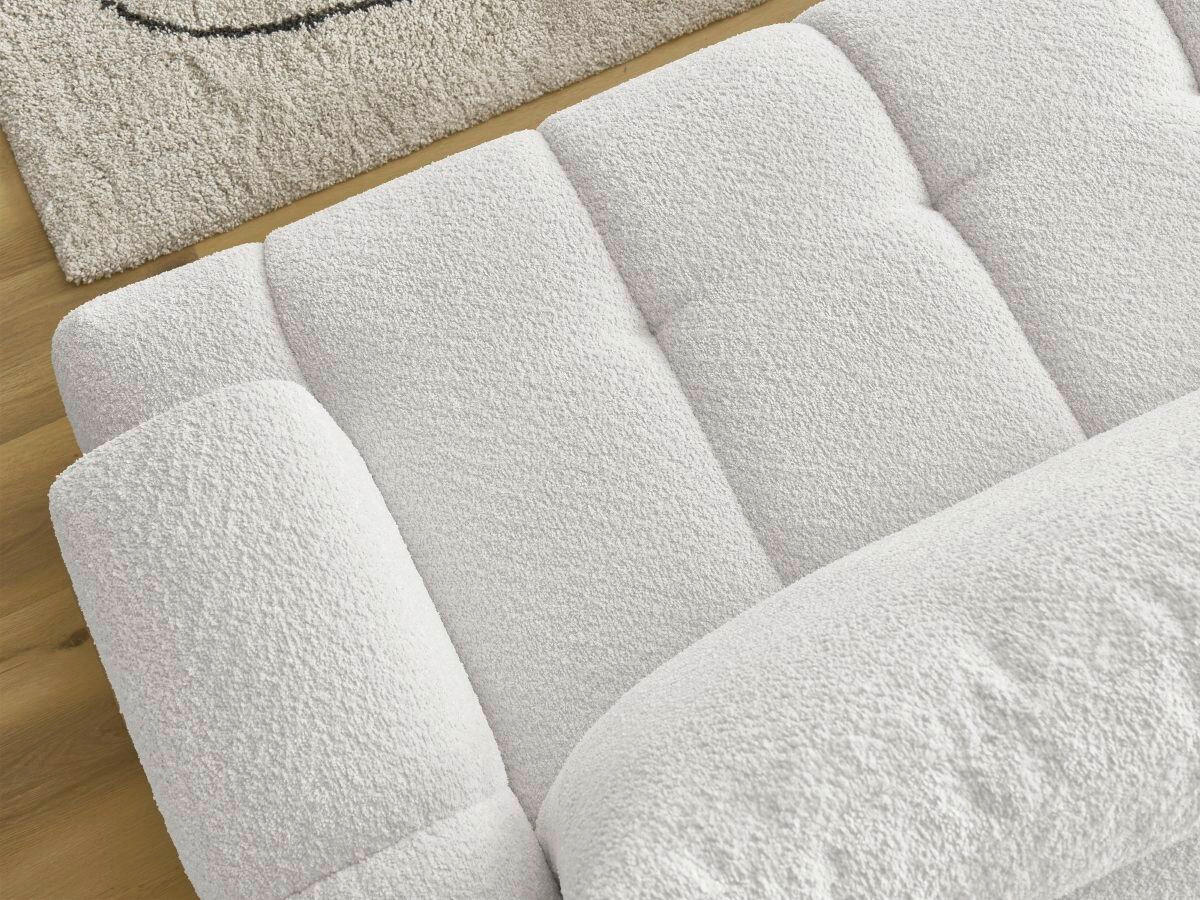 ECKSCHLAFSOFA FUJI Bouclé Weiß  inkl.  - Schwarz/Weiß, MODERN, Kunststoff/Textil (292/160cm)