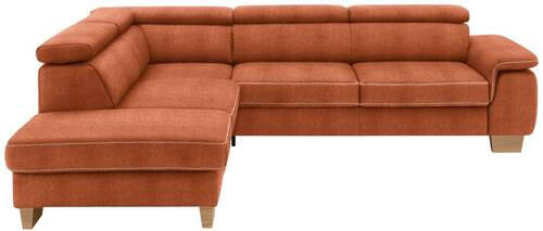 ECKSOFA in Mikrofaser Terracotta  - Eichefarben/Beige, Natur, Holz/Textil (226/273cm) - Beldomo System