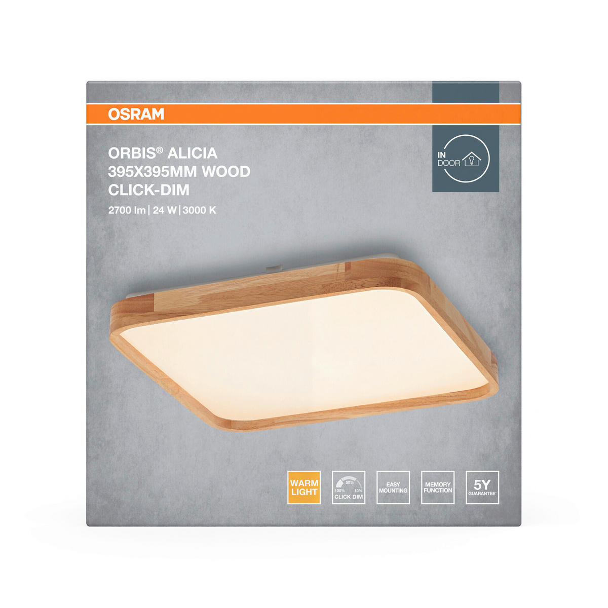LED-DECKENLEUCHTE 39.5/39.5/6 cm   - Basics, Kunststoff/Metall (39.5/39.5/6cm) - Osram