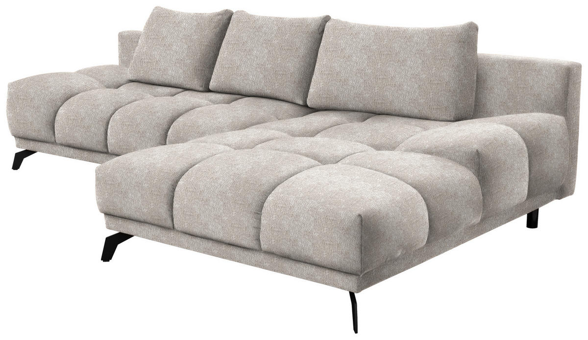 ECKSOFA Sandfarben Chenille  - Sandfarben/Schwarz, MODERN, Textil/Metall (290/182cm) - Hom`in