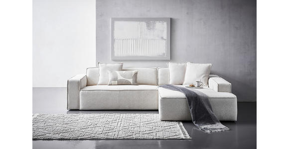 ECKSOFA in Chenille Creme  - Creme/Schwarz, KONVENTIONELL, Kunststoff/Textil (280/188cm) - Carryhome