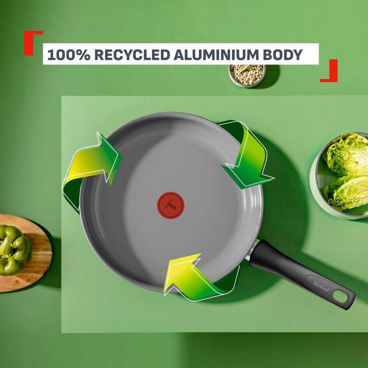 PONEV ZA FRITIRANJE Renewal 24 cm keramična prevleka  - barve aluminija, Basics, kovina (24cm) - Tefal