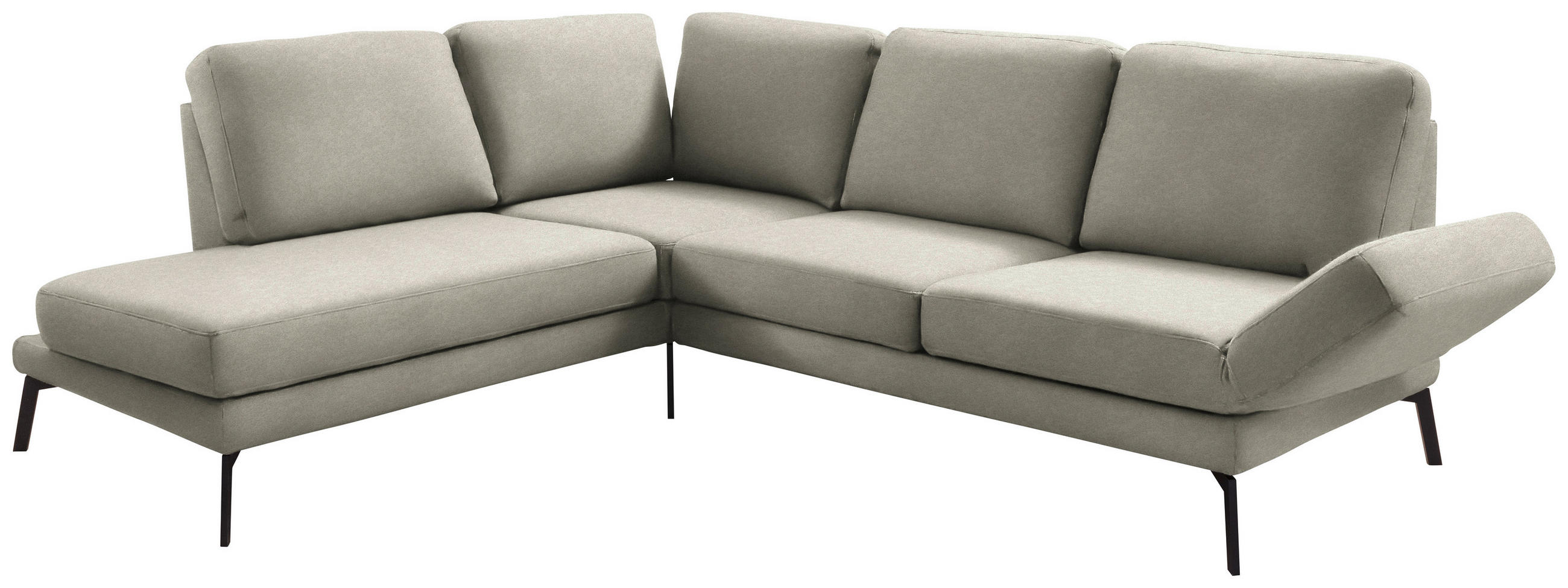 ECKSOFA in Mikrofaser Olivgrün  - Schwarz/Olivgrün, Konventionell, Textil/Metall (207-223/250-288cm) - Hom`in