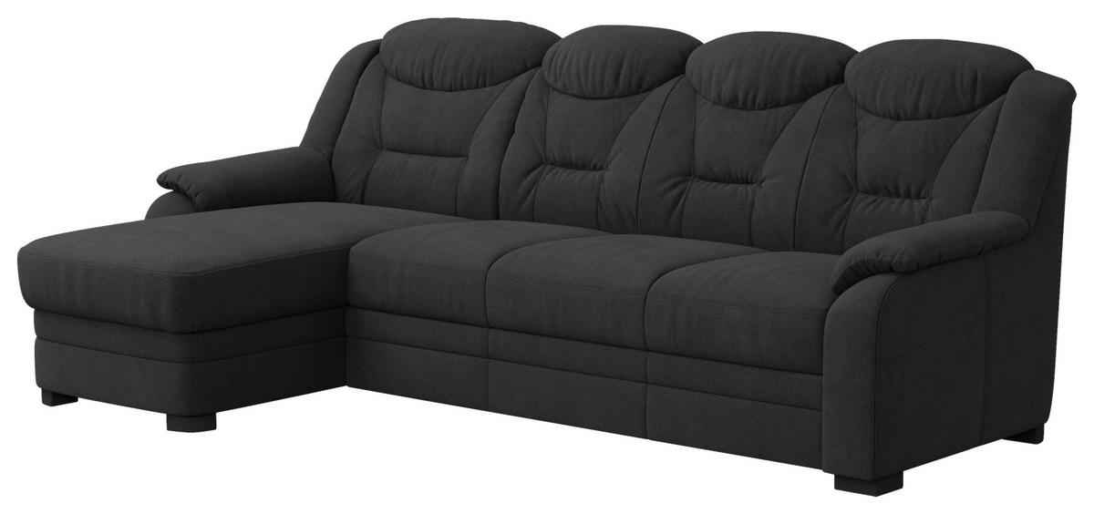 ECKSOFA in Chenille Schwarz  162/257 cm  - Schwarz, Basics, Kunststoff/Textil (162/257cm) - MID.YOU