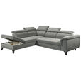 ECKSOFA Grau Mikrovelours  - Schwarz/Grau, KONVENTIONELL, Kunststoff/Textil (231/274cm) - Carryhome