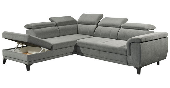 ECKSOFA Grau Mikrovelours  - Schwarz/Grau, KONVENTIONELL, Kunststoff/Textil (231/274cm) - Carryhome