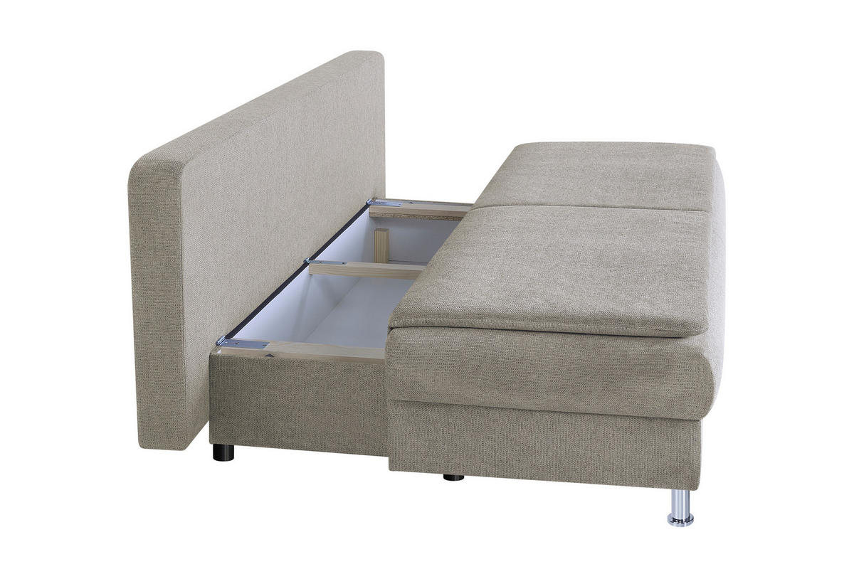 TROSJED NA RAZVLAČENJE tekstil, drvni materijal  bež    - bež/boje kroma, Design, drvni materijal/tekstil (200/92/90cm) - P & B