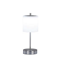 AKKU-TISCHLEUCHTE Riva 13/34,50 cm   - Weiß/Nickelfarben, Design, Glas/Metall (13/34,50cm)