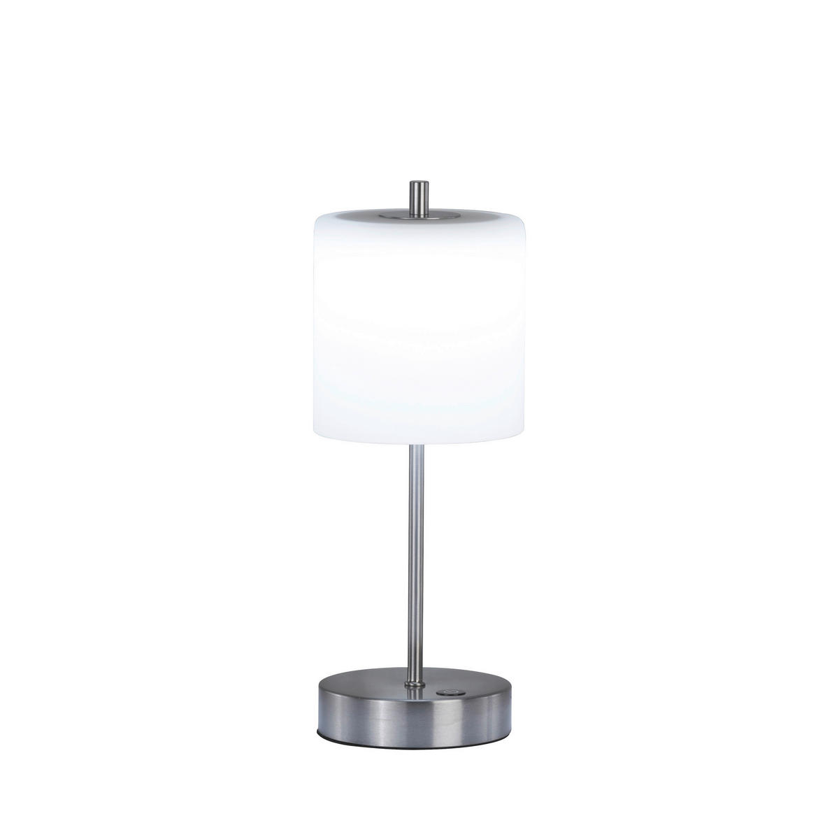 AKKU-TISCHLEUCHTE Riva 13/34,50 cm   - Weiß/Nickelfarben, Design, Glas/Metall (13/34,50cm)
