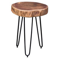 PRÍRUČNÝ STOLÍK, akácia, farba akácie - čierna/farba akácie, Design, kov/drevo (35/35/45cm) - MID.YOU