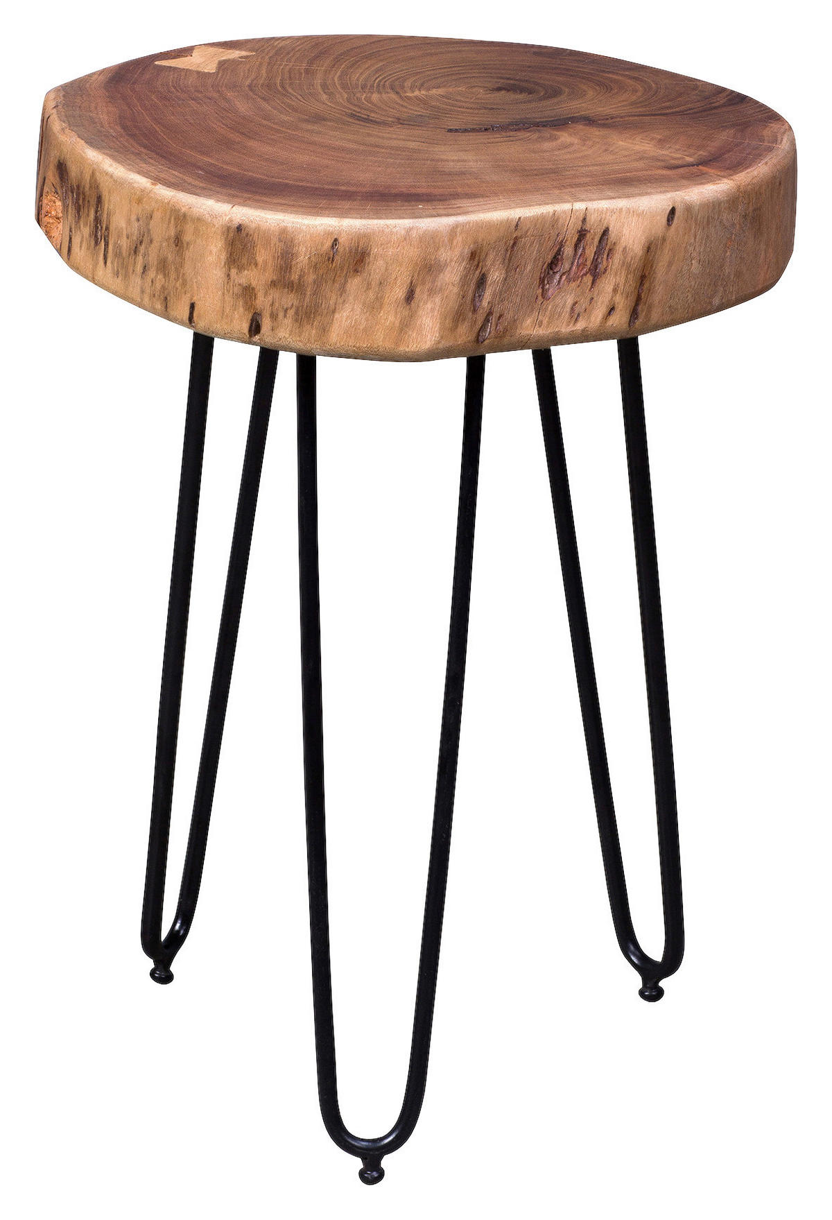 PRÍRUČNÝ STOLÍK, akácia, farba akácie - čierna/farba akácie, Design, kov/drevo (35/35/45cm) - MID.YOU