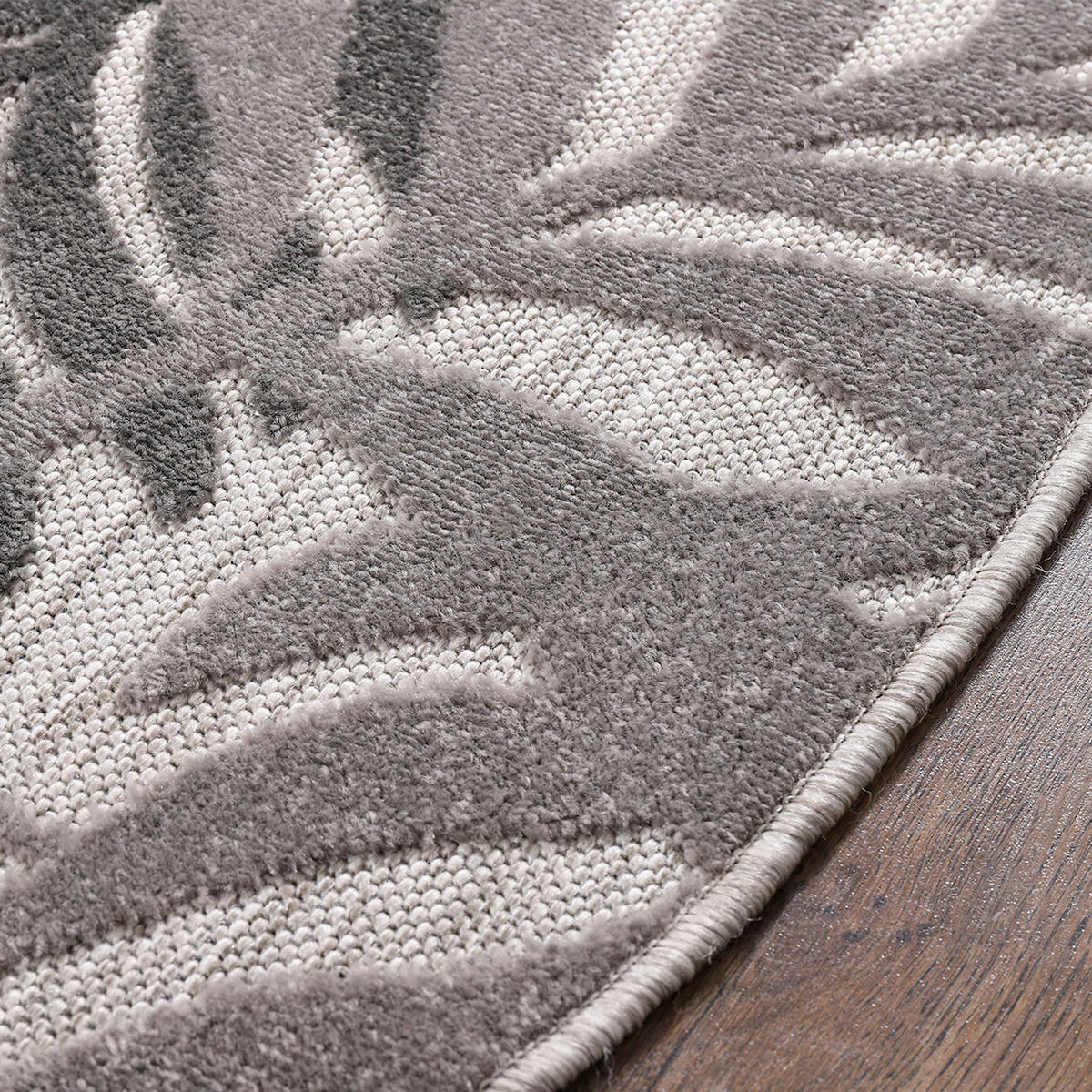 TEPIH ZA UNUTAR./VANJ. UPORAB 120/120 cm   siva  Floral  - siva, Lifestyle, tekstil/plastika (120/120cm)