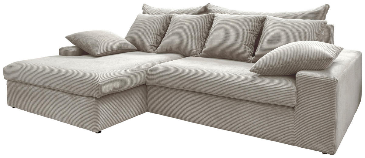 ECKSOFA in Cord Silberfarben  200/278 cm  - Silberfarben/Schwarz, MODERN, Kunststoff/Textil (200/278cm) - Livetastic