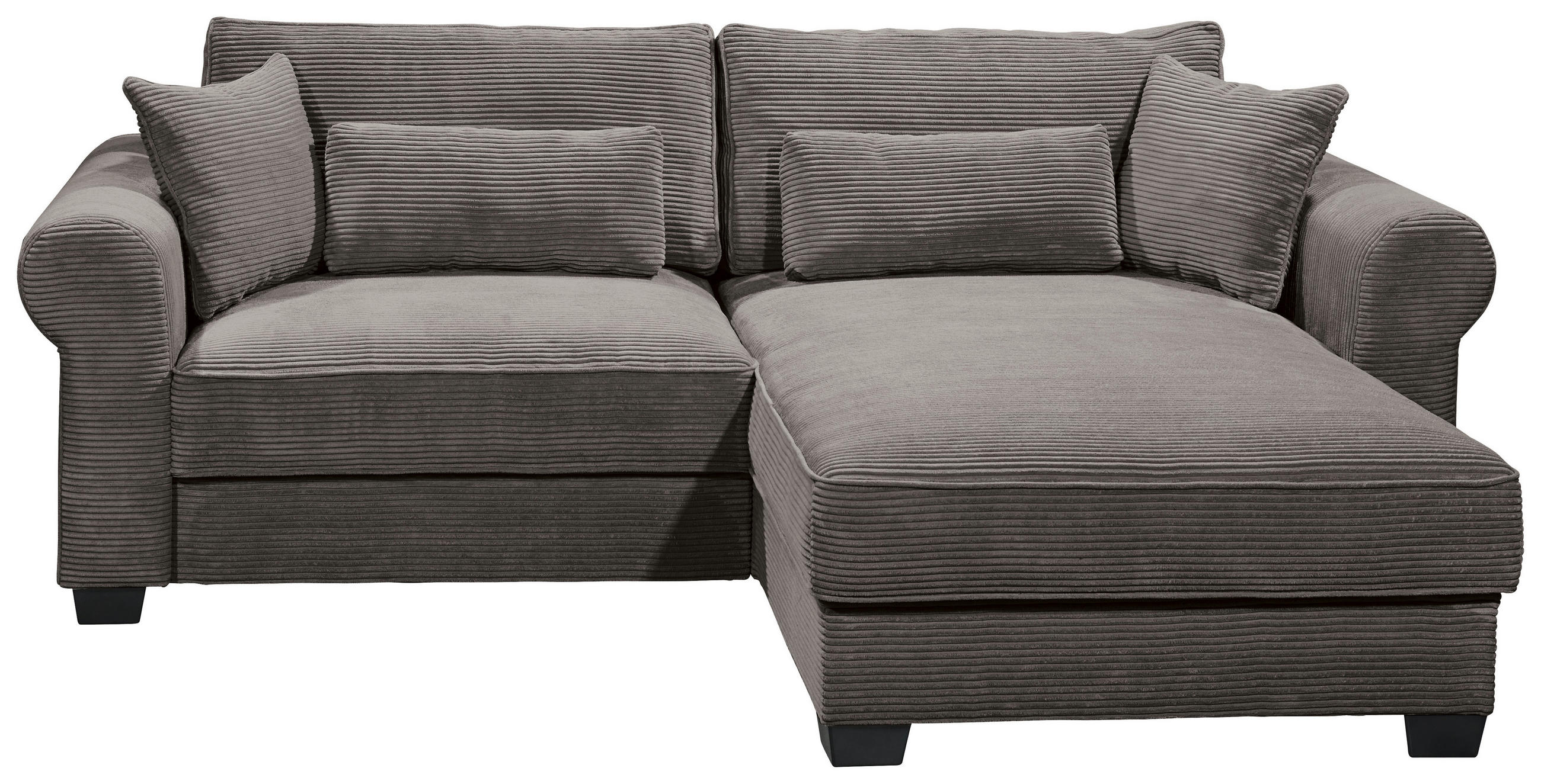 ECKSOFA Mokka Cord  - Schwarz/Mokka, Basics, Kunststoff/Textil (255/92/185cm) - MID.YOU
