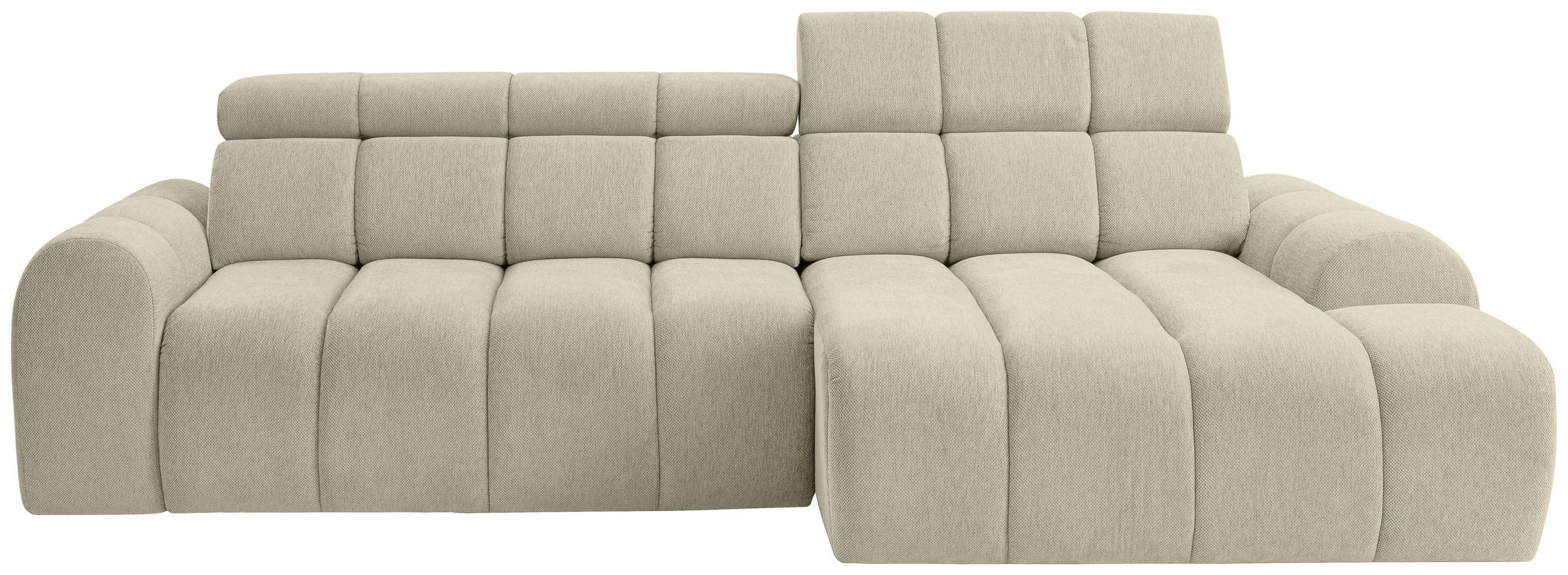 ECKSOFA Beige Chenille Bettkasten, Rücken echt, Kopfteilverstellung, Sitzvorzug  - Beige/Schwarz, Design, Kunststoff/Textil (290/152cm) - Stylife