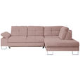 ECKSOFA in Flachgewebe Rosa  - Rosa, Design, Textil/Metall (296/229cm) - Novel