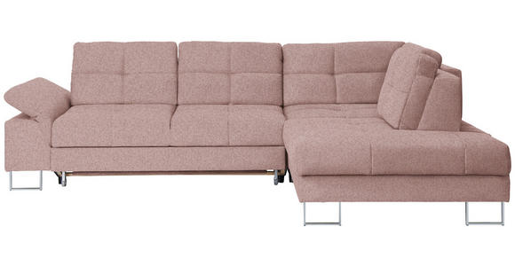 ECKSOFA in Flachgewebe Rosa  - Rosa, Design, Textil/Metall (296/229cm) - Novel