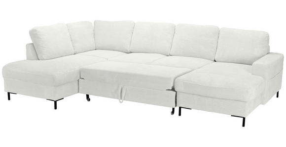 WOHNLANDSCHAFT Creme Cord  - Creme/Schwarz, KONVENTIONELL, Textil/Metall (197/303/148cm) - Carryhome