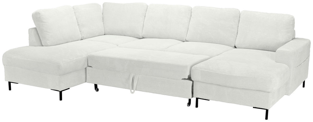 WOHNLANDSCHAFT Creme Cord  - Creme/Schwarz, KONVENTIONELL, Textil/Metall (197/303/148cm) - Carryhome