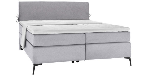 BOXSPRINGBETT 140/200 cm  in Grau, Hellgrau  - Hellgrau/Schwarz, Design, Textil/Metall (140/200cm) - Hom`in