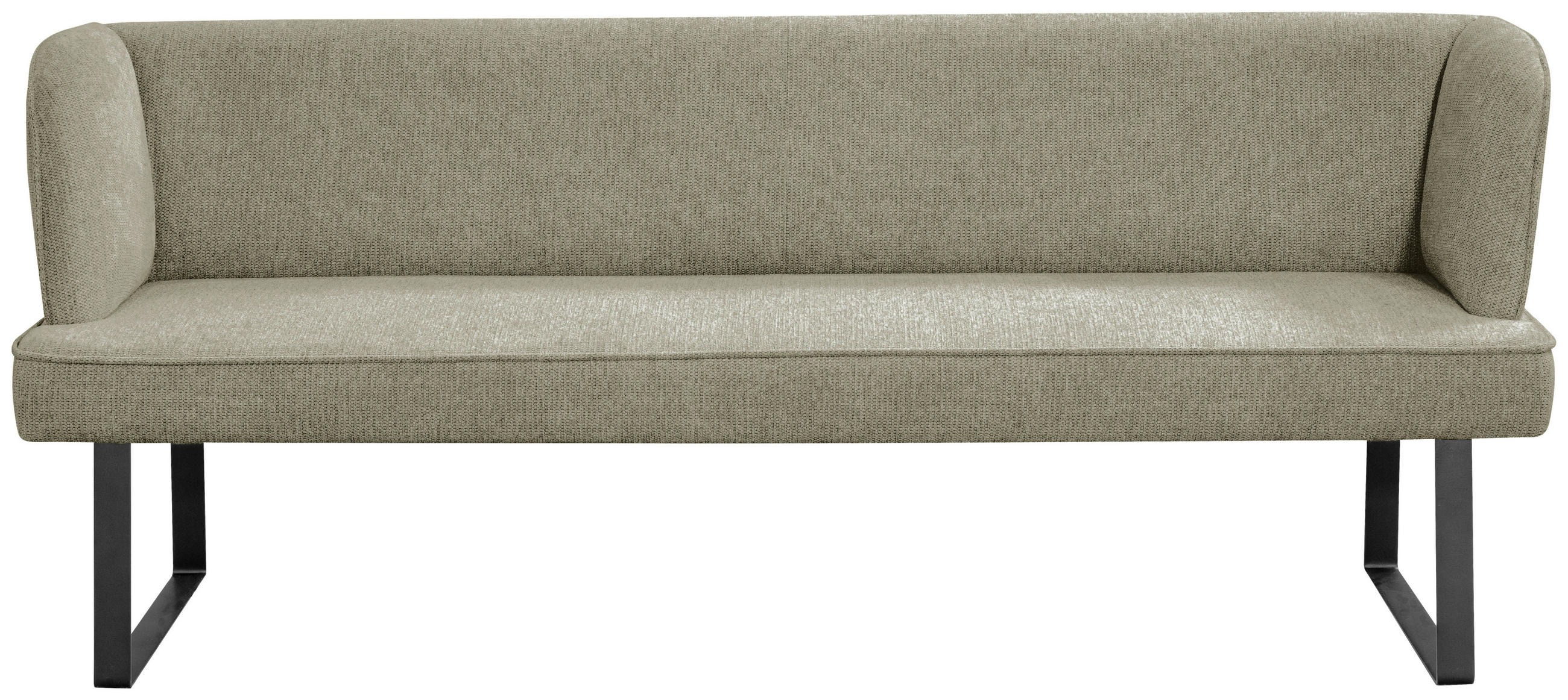 SITZBANK 205/91/66 cm Webstoff Schwarz, Hellgrün  - Schwarz/Hellgrün, Design, Textil/Metall (205/91/66cm) - Novel