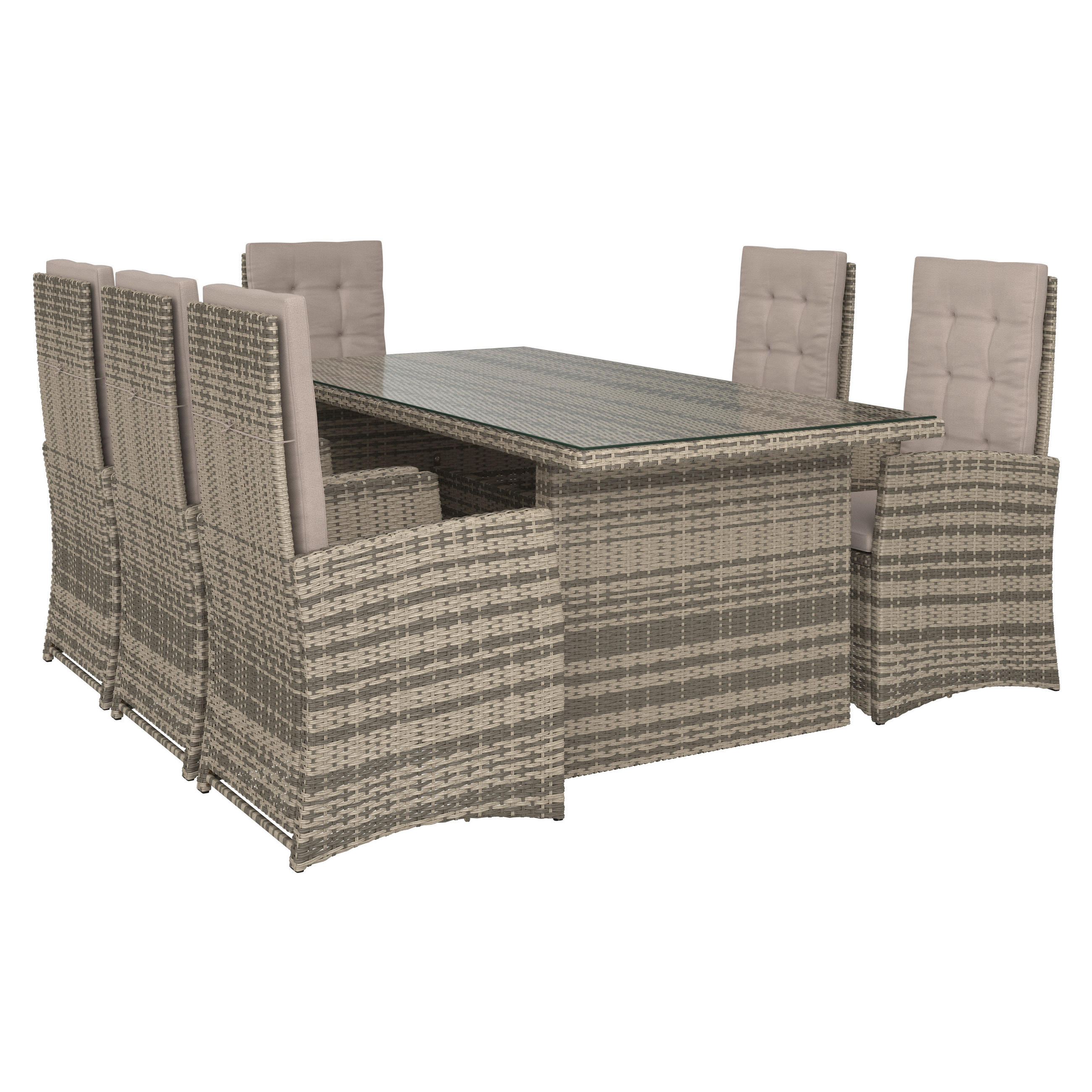 ENSEMBLE DE TABLE DE JARDIN - brun gris, Konventionell, métal/matière synthétique - Beldano