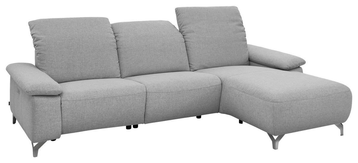 WOHNLANDSCHAFT Hellgrau Flachgewebe  - Chromfarben/Hellgrau, Design, Textil/Metall (280/180cm) - Musterring