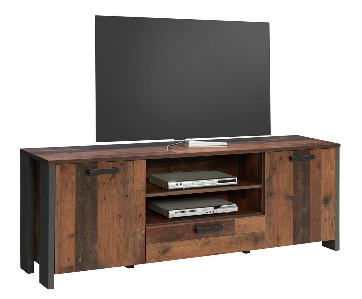 LOWBOARD  in 181,4/64/41,6 cm  - Dunkelgrau/Dunkelbraun, Trend, Holzwerkstoff/Kunststoff (181,4/64/41,6cm) - Carryhome