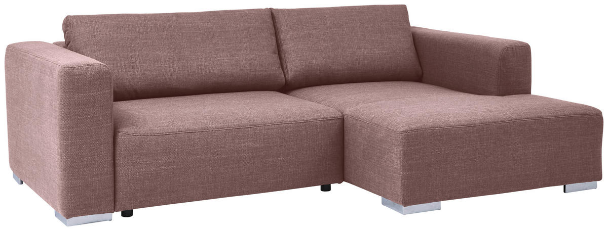 ECKSOFA inkl. Funktion Heaven Dunkelrosa Flachgewebe  - Chromfarben/Dunkelrosa, KONVENTIONELL, Textil/Metall (242/162cm) - Tom Tailor