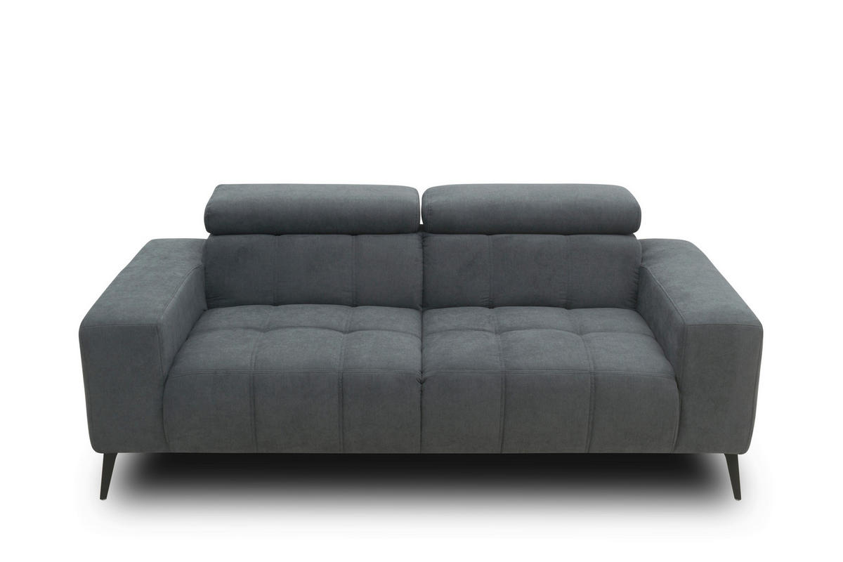 2-SITZER-SOFA TRENTO Mikrofaser Dunkelgrau  - Dunkelgrau/Schwarz, MODERN, Textil/Metall (208/79/104cm) - MID.YOU