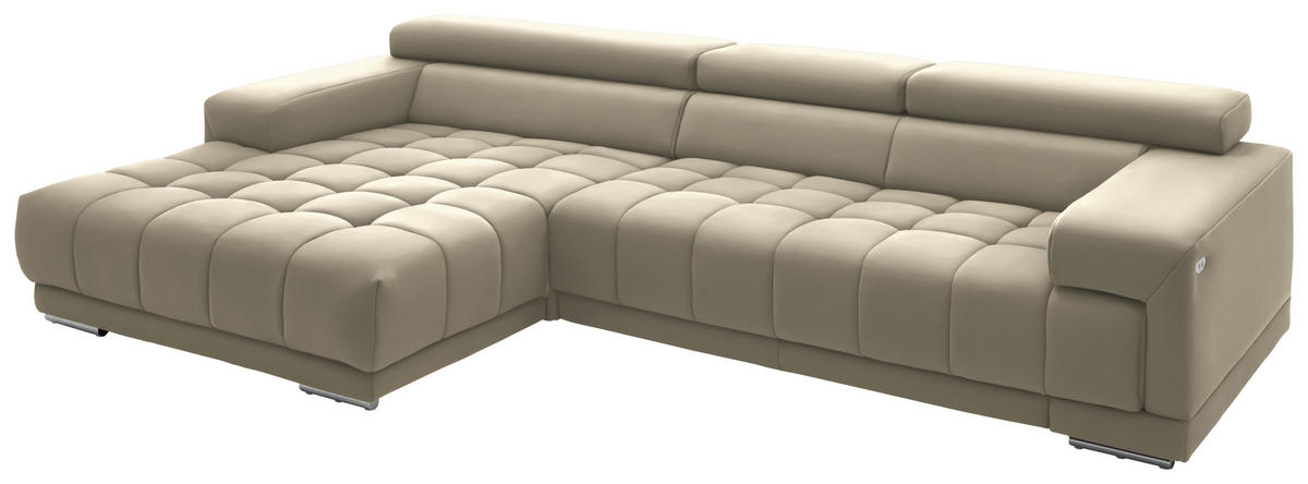 ECKSOFA Mikrofaser Naturfarben  - Silberfarben/Naturfarben, Design, Textil/Metall (190/335cm) - Beldomo Speed