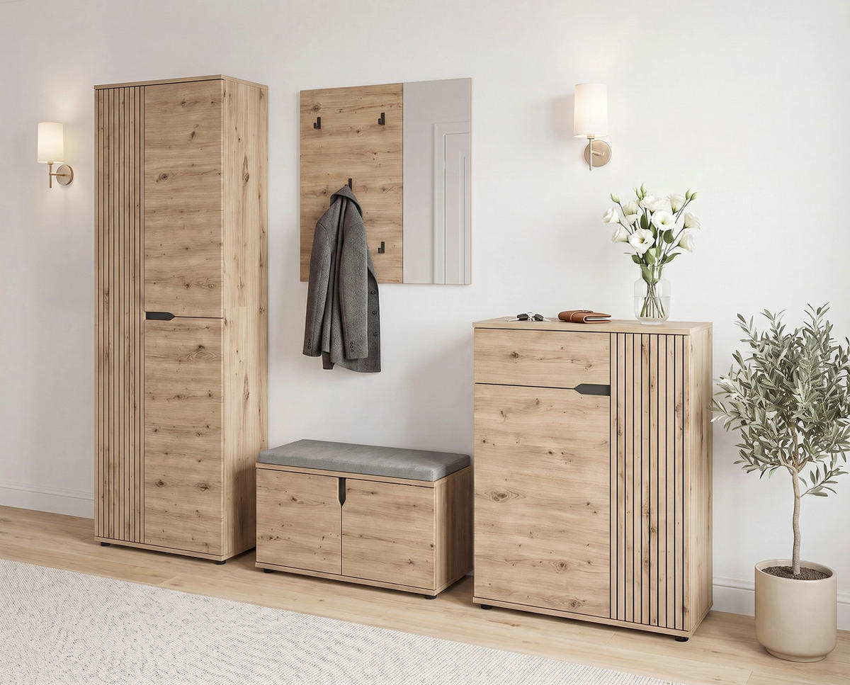 GARDEROBE 4-teilig  in 255/191/37 cm  - Eiche Artisan, Design, Holzwerkstoff (255/191/37cm) - MID.YOU