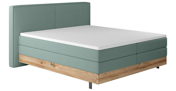 BOXSPRINGBETT 180/200 cm in Petrol - Petrol/Schwarz, Natur, Holz/Textil (180/200cm) - Valnatura