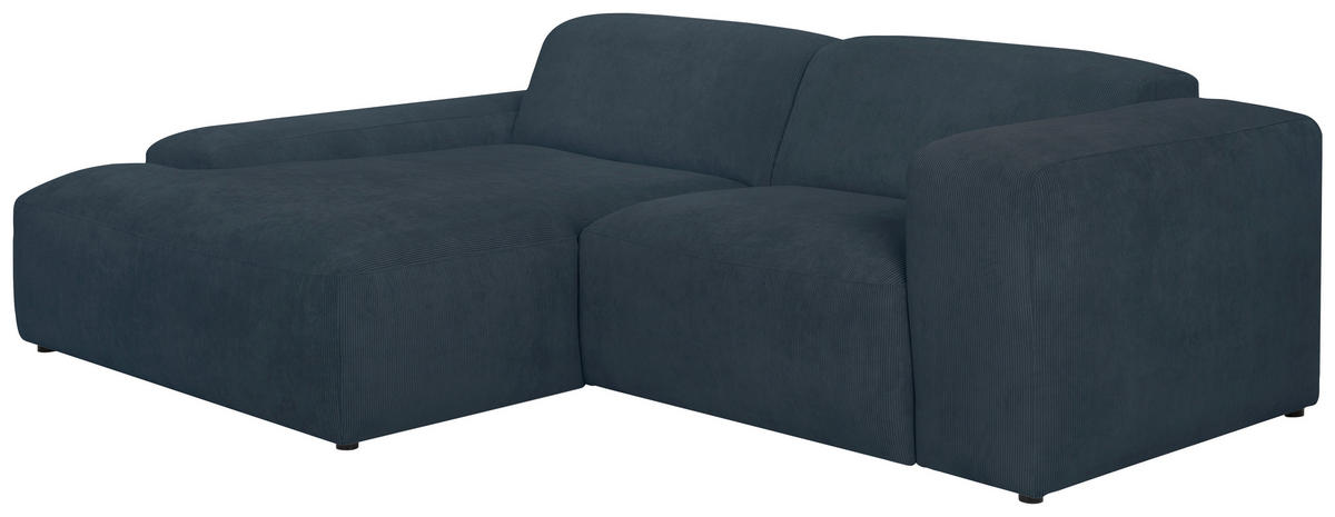 ECKSOFA in Cord Blau  170/252 cm  - Blau/Schwarz, Design, Kunststoff/Textil (170/252cm) - MID.YOU
