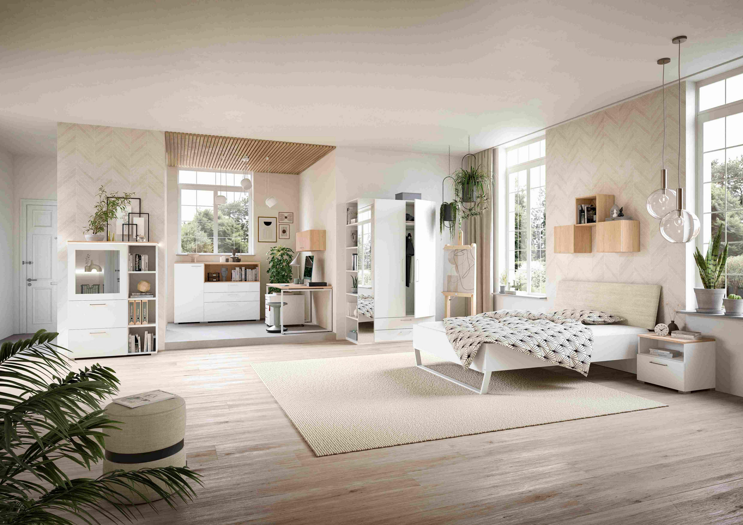 BETT 120/200 cm  in Weiss, Sandfarben   - Sandfarben/Weiss, Design, Holzwerkstoff/Textil (120/200cm) - Cantus