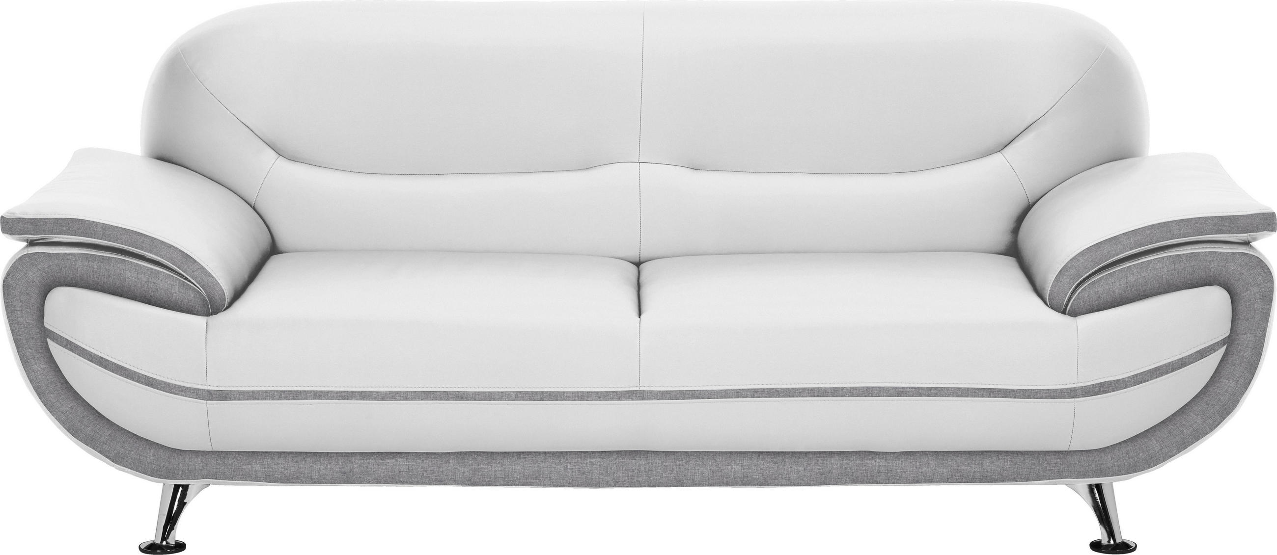 Dreisitzer-Sofa in Textil Grau, Weiß
