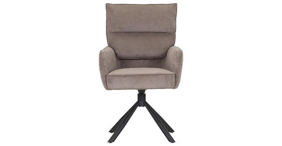 ARMLEHNSTUHL  Stoffauswahl, Sitzfläche 360° drehbar, automatische Rückholfunktion Cord  - Schwarz/Braun, Design, Textil/Metall (60/95/62cm) - Novel