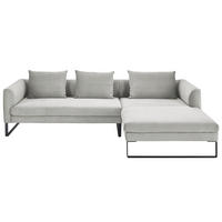 ECKSOFA in Cord Grau  284/178 cm  - Schwarz/Grau, KONVENTIONELL, Textil/Metall (284/178cm) - Hom`in