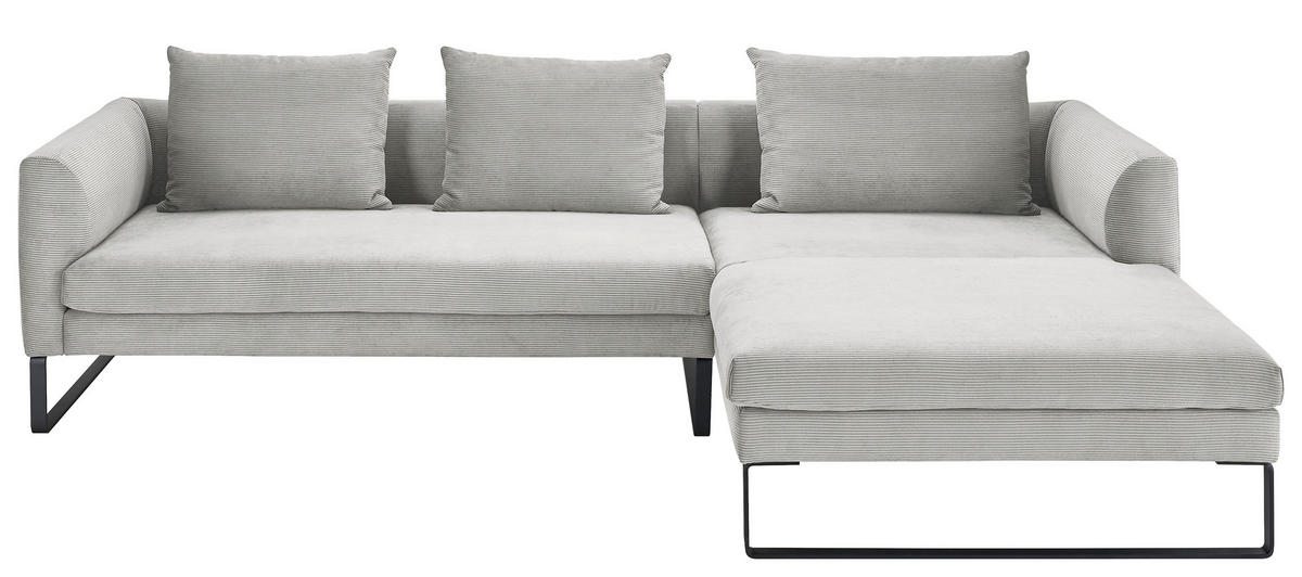 ECKSOFA in Cord Grau  284/178 cm  - Schwarz/Grau, KONVENTIONELL, Textil/Metall (284/178cm) - Hom`in