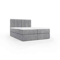 BOXBETT 160/200 cm,  in Grau, gepolstertes Kopfteil, Bettkasten, Topper, Matratze, H3 = fest  - Schwarz/Grau, Design, Holzwerkstoff/Kunststoff (160/200cm) - Esposa