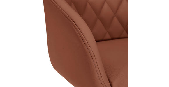 ARMLEHNSTUHL  Typenauswahl, Sitzfläche 360° drehbar, automatische Rückholfunktion  Echtleder  - Cognac/Schwarz, Design, Leder/Metall (60/83/65cm) - Landscape