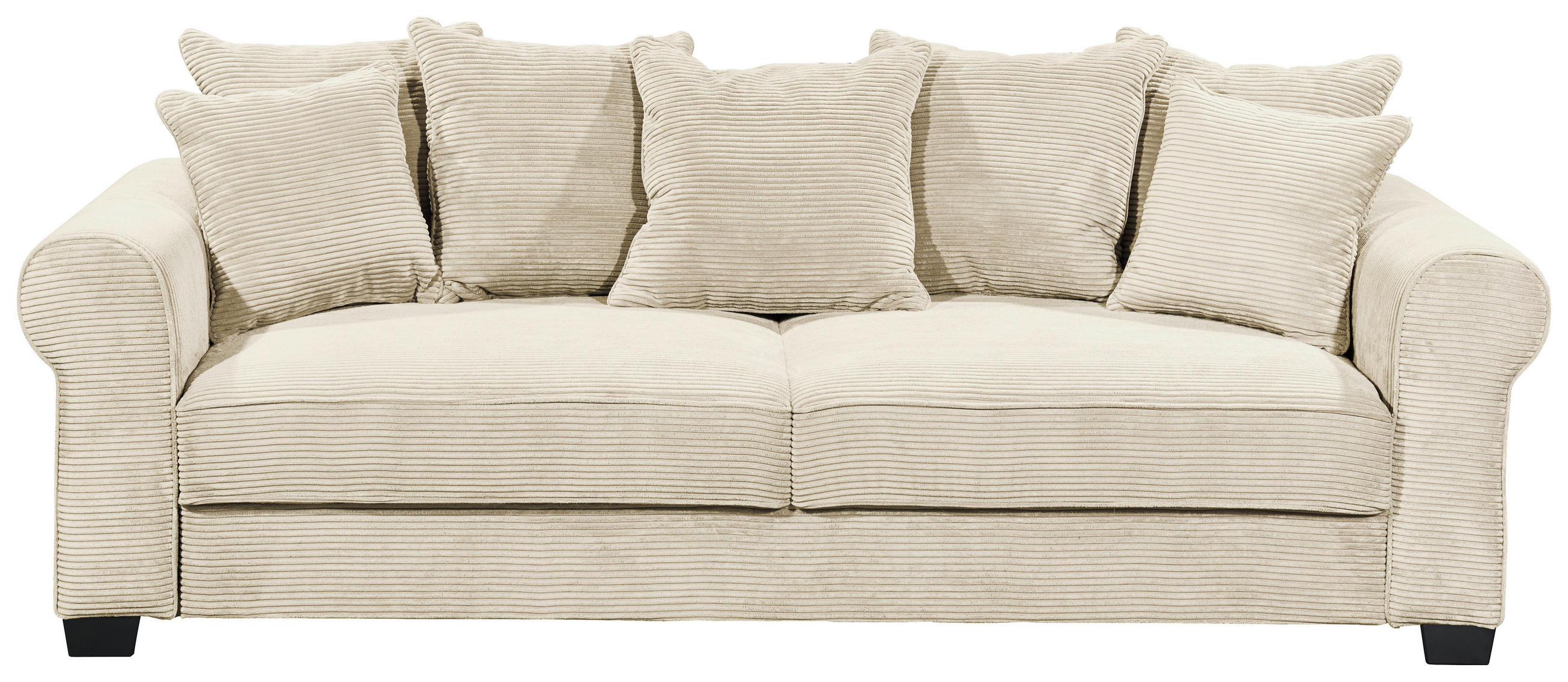 SCHLAFSOFA Cord Creme  - Creme/Schwarz, KONVENTIONELL, Kunststoff/Textil (250/95/125cm) - Hom`in