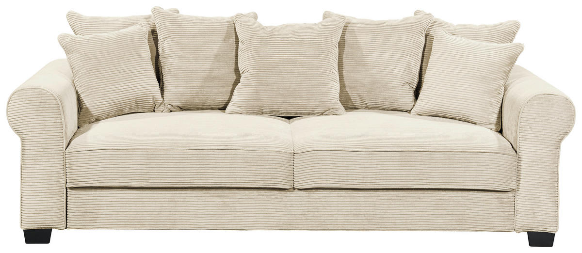 KANAPÉÁGY textil krémszínű  - krémszínű/fekete, Konventionell, műanyag/textil (250/95/125cm) - MID.YOU