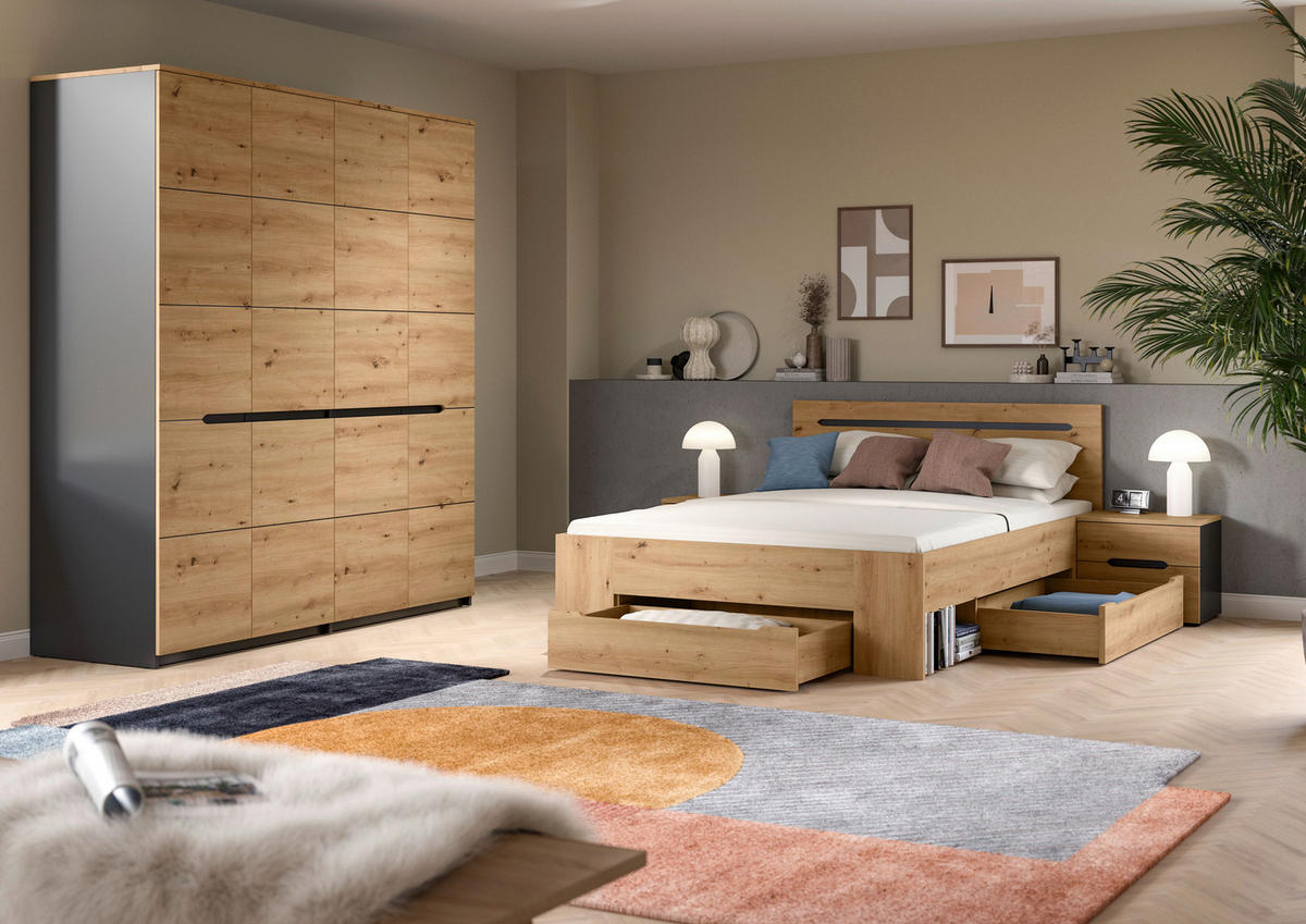 SCHLAFZIMMER Grau, Eiche Artisan  - Eiche Artisan/Grau, MODERN, Holzwerkstoff - MID.YOU