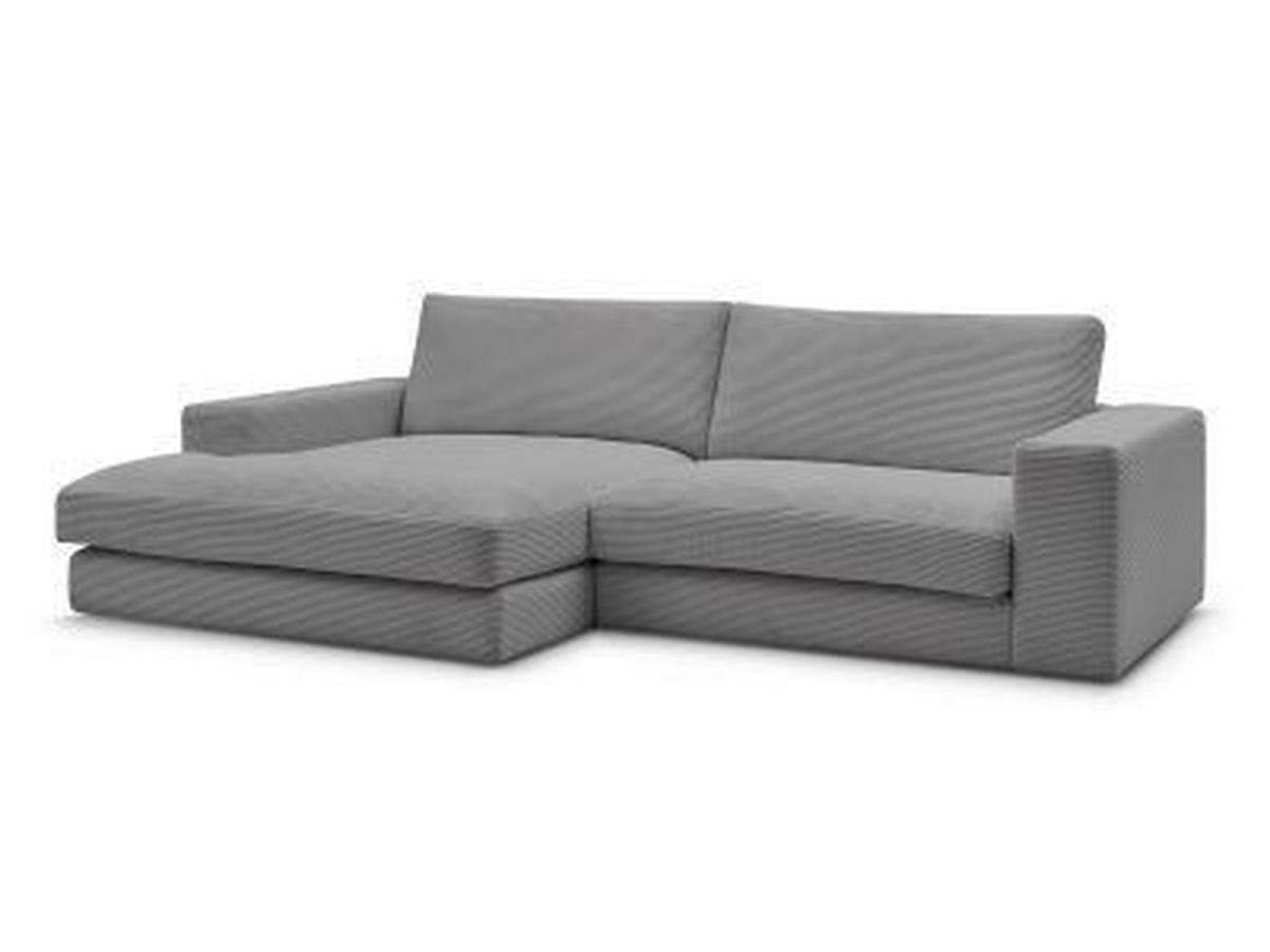 ECKSOFA  LEONARD Dunkelgrau Cord  - Dunkelgrau/Schwarz, MODERN, Kunststoff/Textil (159/274cm)