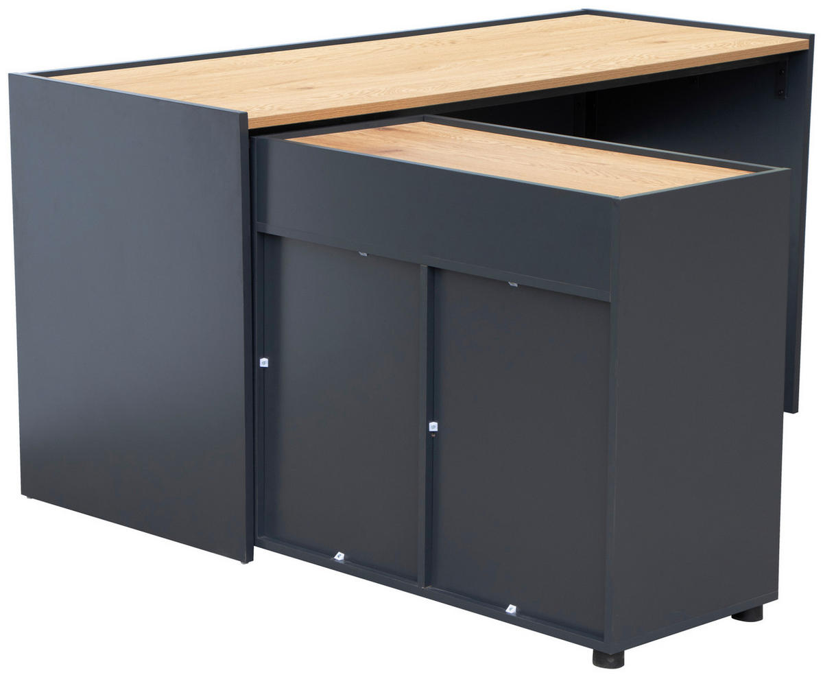 ECKSCHREIBTISCH  in Schwarz, Eichefarben  - Eichefarben/Schwarz, MODERN, Holzwerkstoff (150/76,5/136,5cm) - MID.YOU