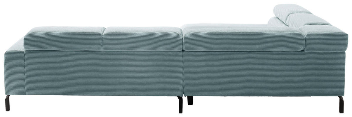 ECKSOFA inkl. Funktion in Cord Hellblau  - Schwarz/Hellblau, Modern, Textil/Metall (219/309cm) - Pure Home Lifestyle