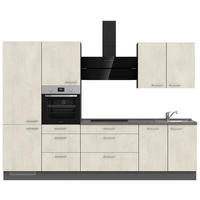 KÜCHENLEERBLOCK 300 cm   in Weiß, Schieferfarben  - Schieferfarben/Edelstahlfarben, MODERN, Holzwerkstoff/Metall (300cm) - Nobilia