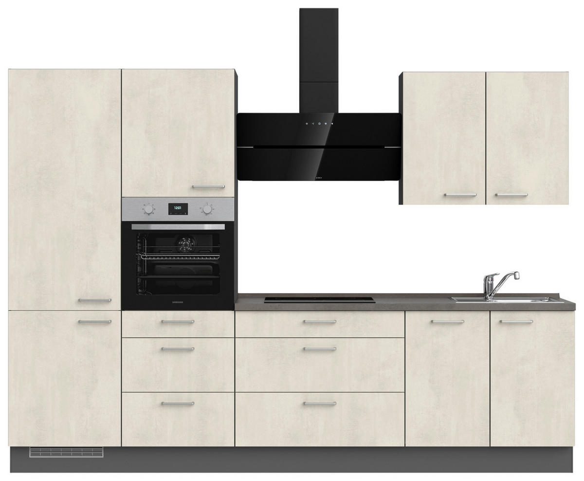 KÜCHENLEERBLOCK 300 cm   in Weiß, Schieferfarben  - Schieferfarben/Edelstahlfarben, MODERN, Holzwerkstoff/Metall (300cm) - Nobilia