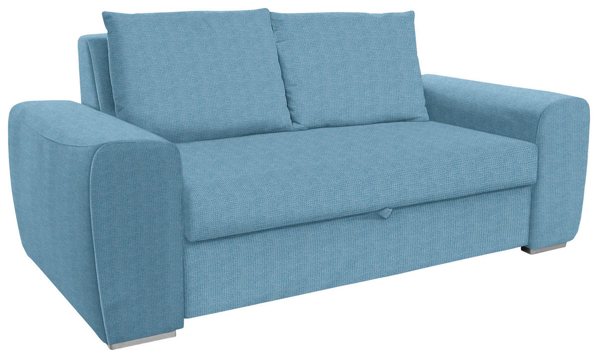 SCHLAFSOFA in Textil Hellblau  - Chromfarben/Hellblau, Design, Holz/Textil (199/92/97cm) - Livetastic